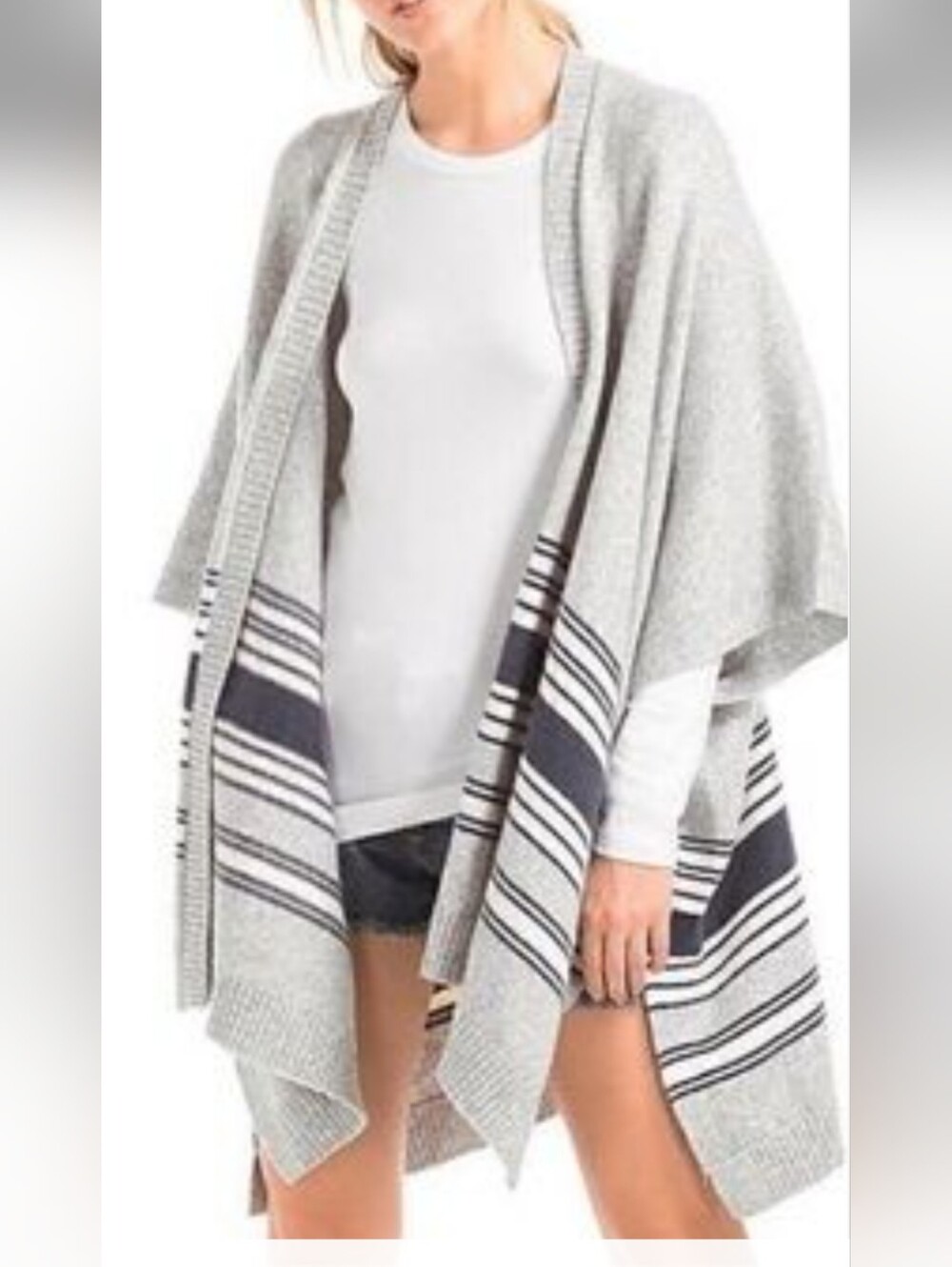 GAP Light Gray Knit Cardigan with Navy Logo Tag